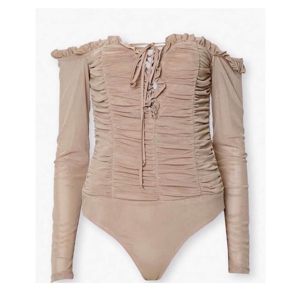 Ruched Mesh Bodysuit